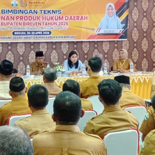 Terciptanya Aparatur Perangkat Gampong yang Unggul, Pemkab Bireuen Gelar Bimtek Penyusunan Produk Hukum Daerah