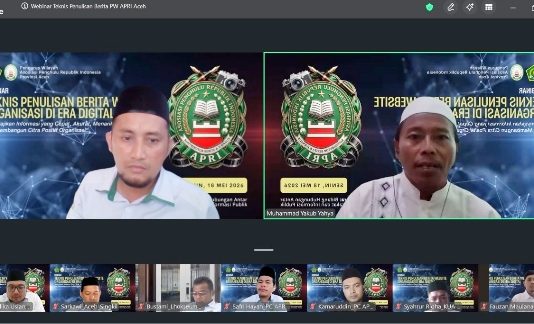 PW APRI Aceh dan Humas Kemenag Aceh Gelar Webinar Penulisan Berita Online