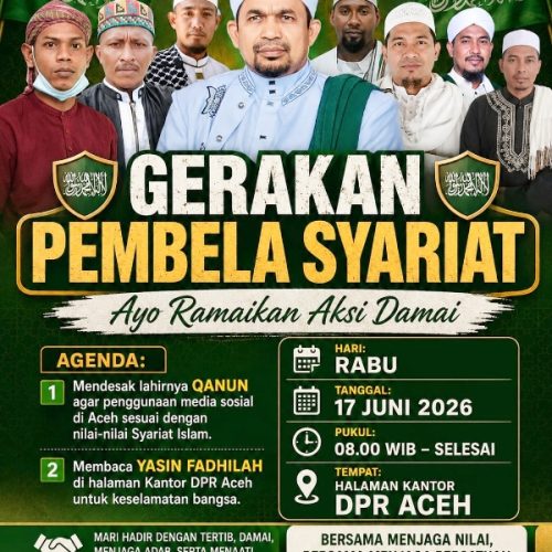 Tuntut Bentuk Qanun Media Sosial, Gerakan Pembela Syariat Akan Gelar Aksi Damai di DPRA