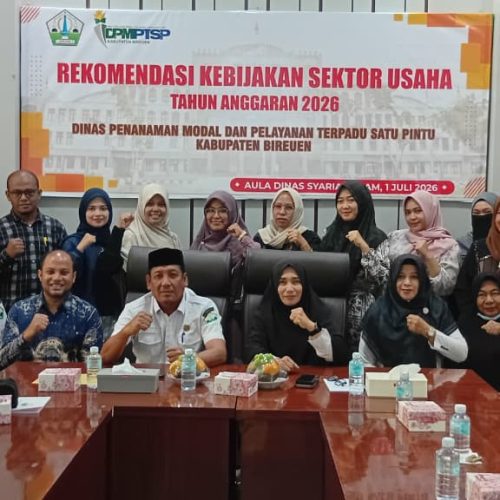 Tingkatkan Pertumbuhan Ekonomi, DPMPTSP Bireuen Gelar Sosialisasi Rekomendasi Kebijakan Sektor Usaha Tahun 2026