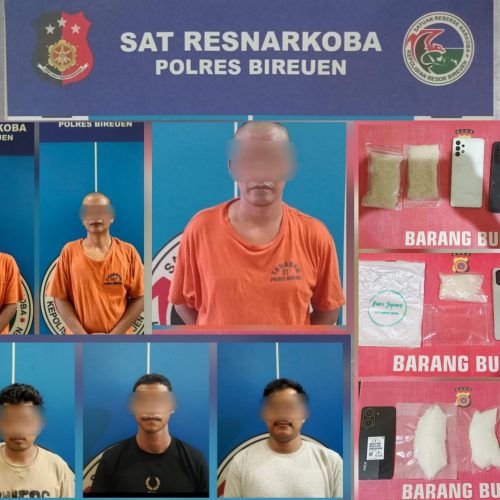 Polres Bireuen Tangkap Enam Pengedar Sabu