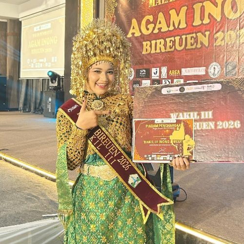 Qaffah Nafisa, Mahasiswi Agribisnis Fakultas Pertanian Umuslim Dinobatkan sebagai Wakil III Inong Bireuen 2026