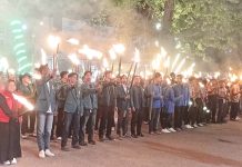 Pawai Obor Tandai Upacara Taptu Jelang Peringatan HUT ke-81 RI di Bireuen