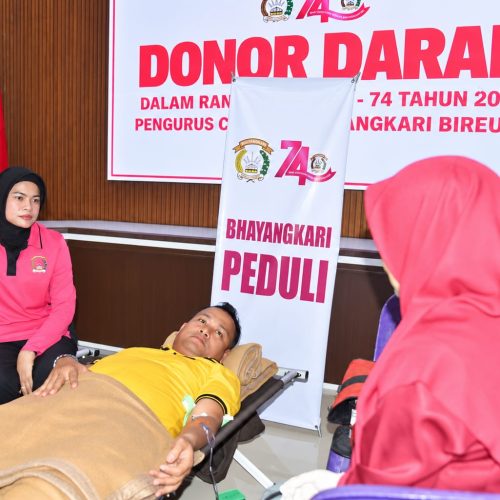 Peringati HKGB ke-74, Bhayangkari Cabang Bireuen Gelar Donor Darah dan Olahraga