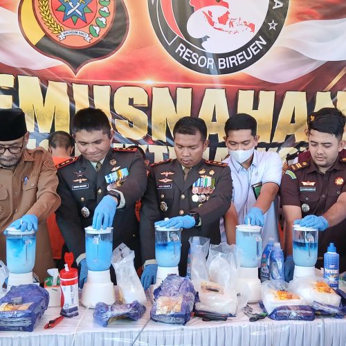 Polres Bireuen Musnahkan 10,5 Kg Sabu dan 19,3 Kg Ganja, Hasil Barang Bukti dari Empat Tersangka