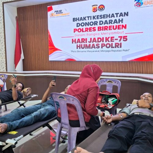 Sambut Hari Jadi ke-75 Humas Polri, Polres Bireuen Gelar Donor Darah
